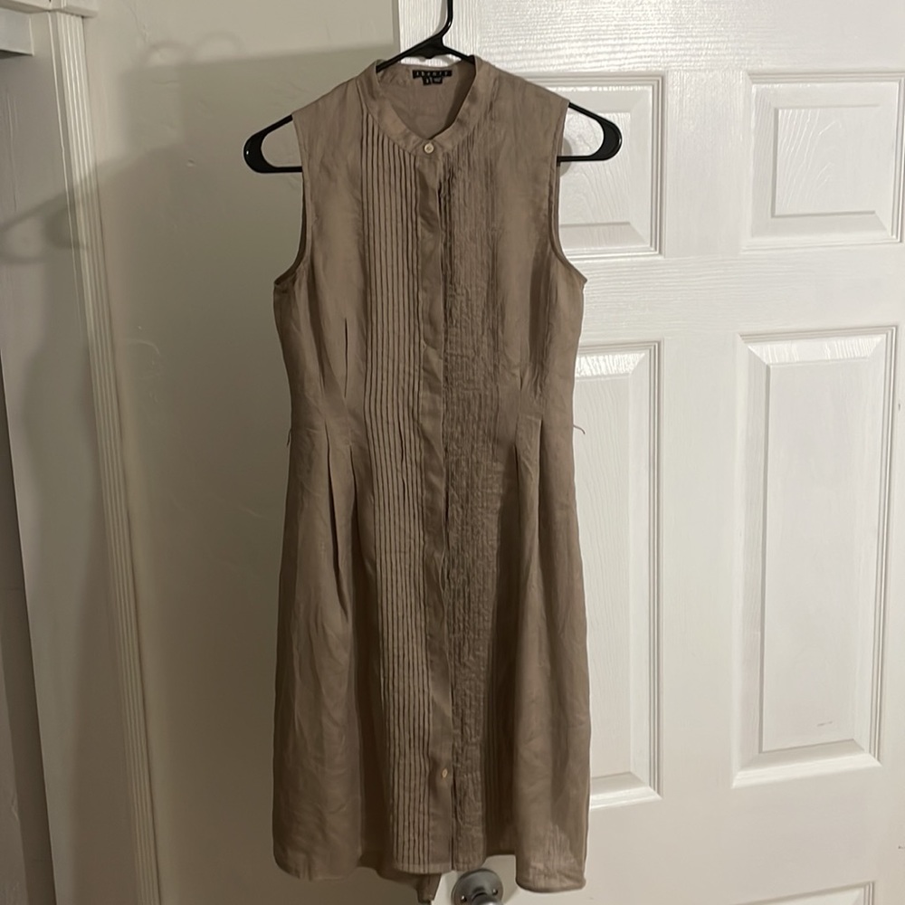 Linen Theory pleated shift dress with matching slip